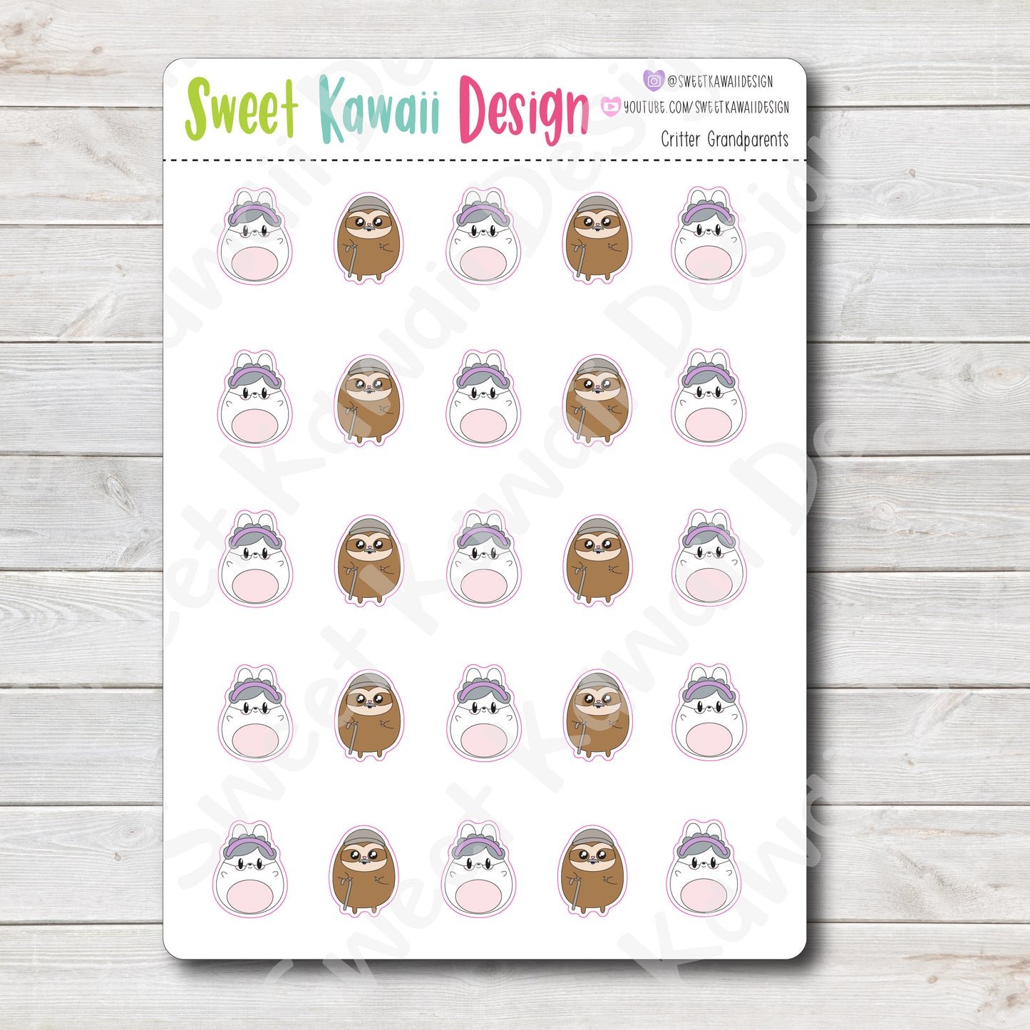 Kawaii Critter Grandparents Stickers