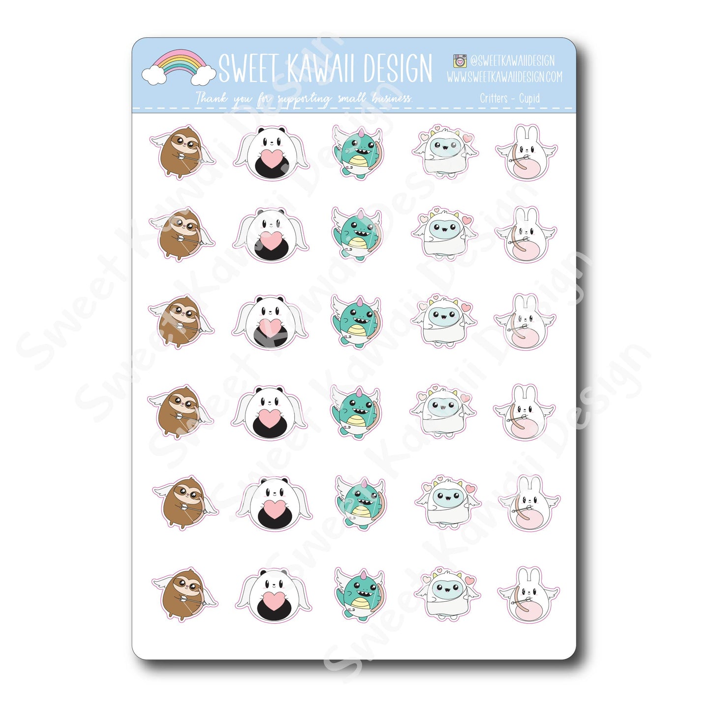 Kawaii Critter Stickers - Cupid