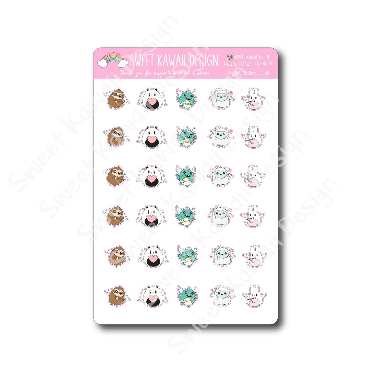 Kawaii Critter Stickers - Cupid