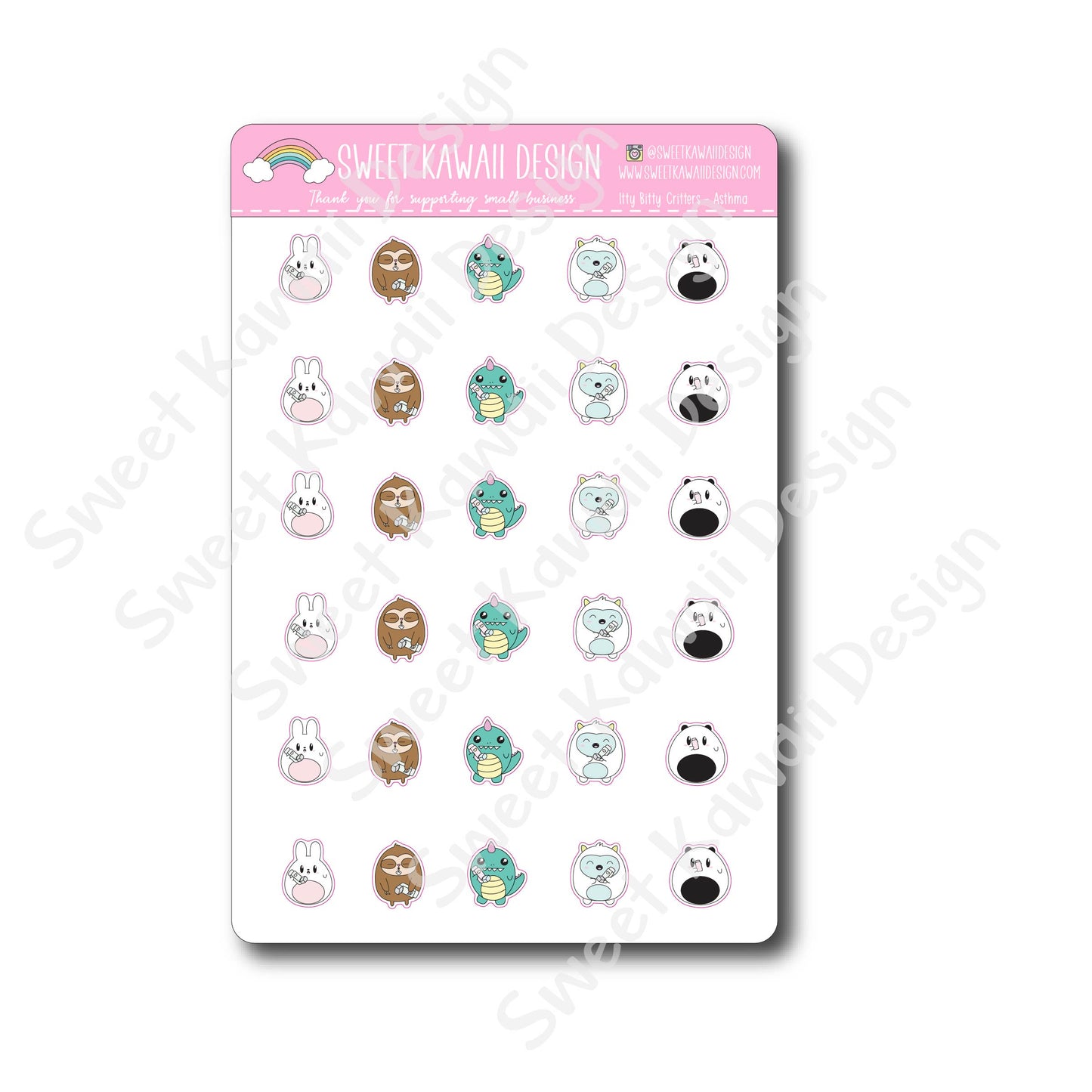 Kawaii Critter Stickers - Asthma