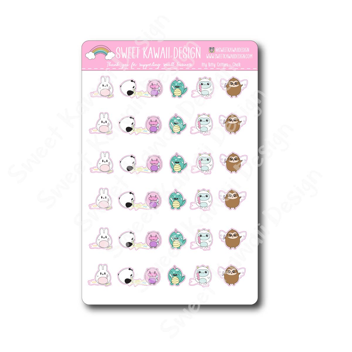 Kawaii Critters Stickers -Chalk