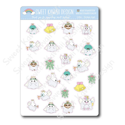 Kawaii Critter Stickers - Christmas Angels