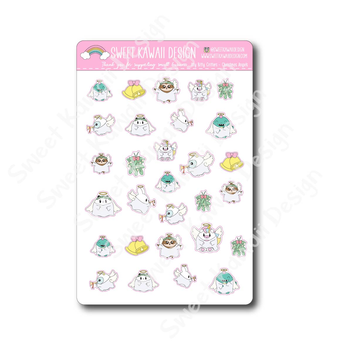 Kawaii Critter Stickers - Christmas Angels