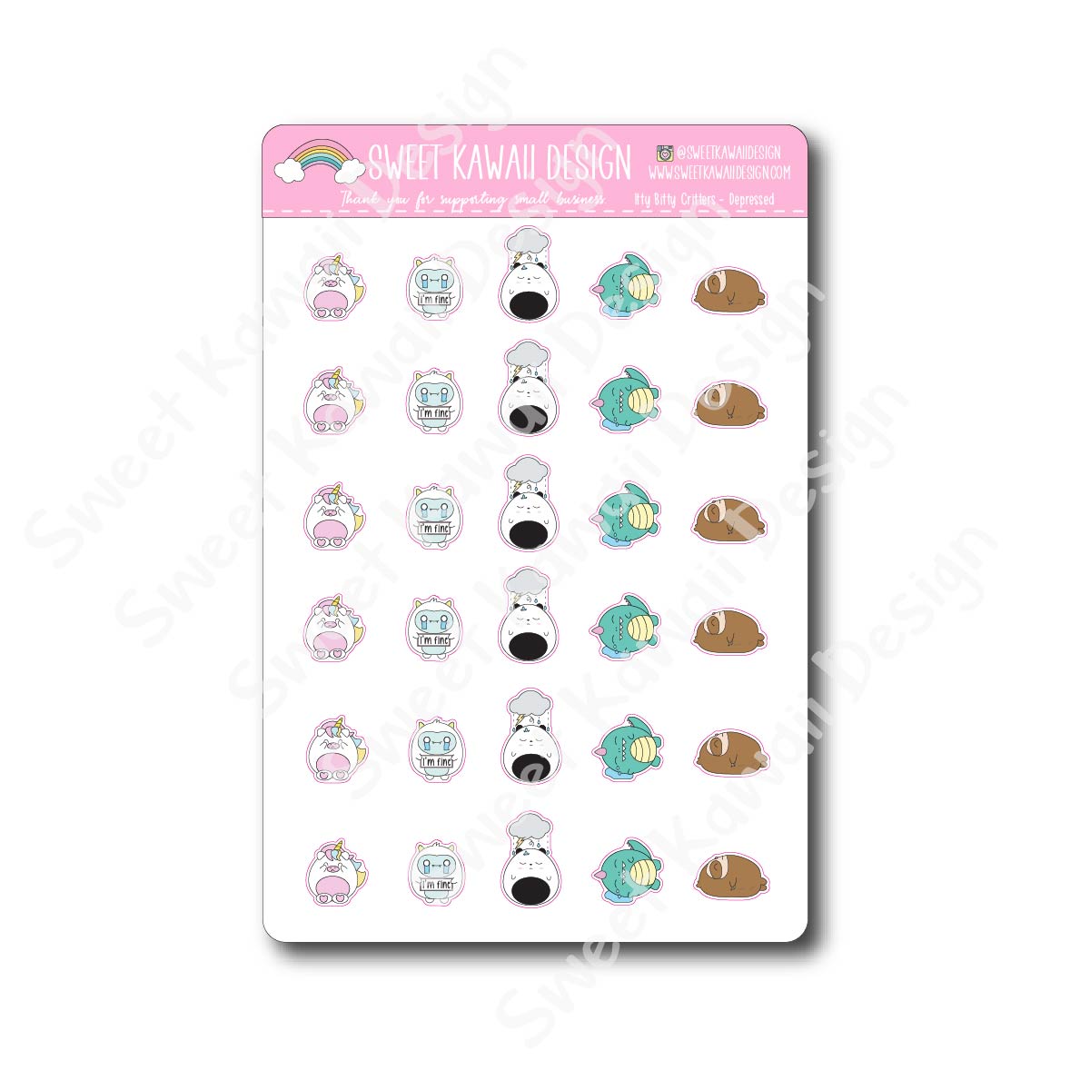 Kawaii Critter Stickers - Depressed