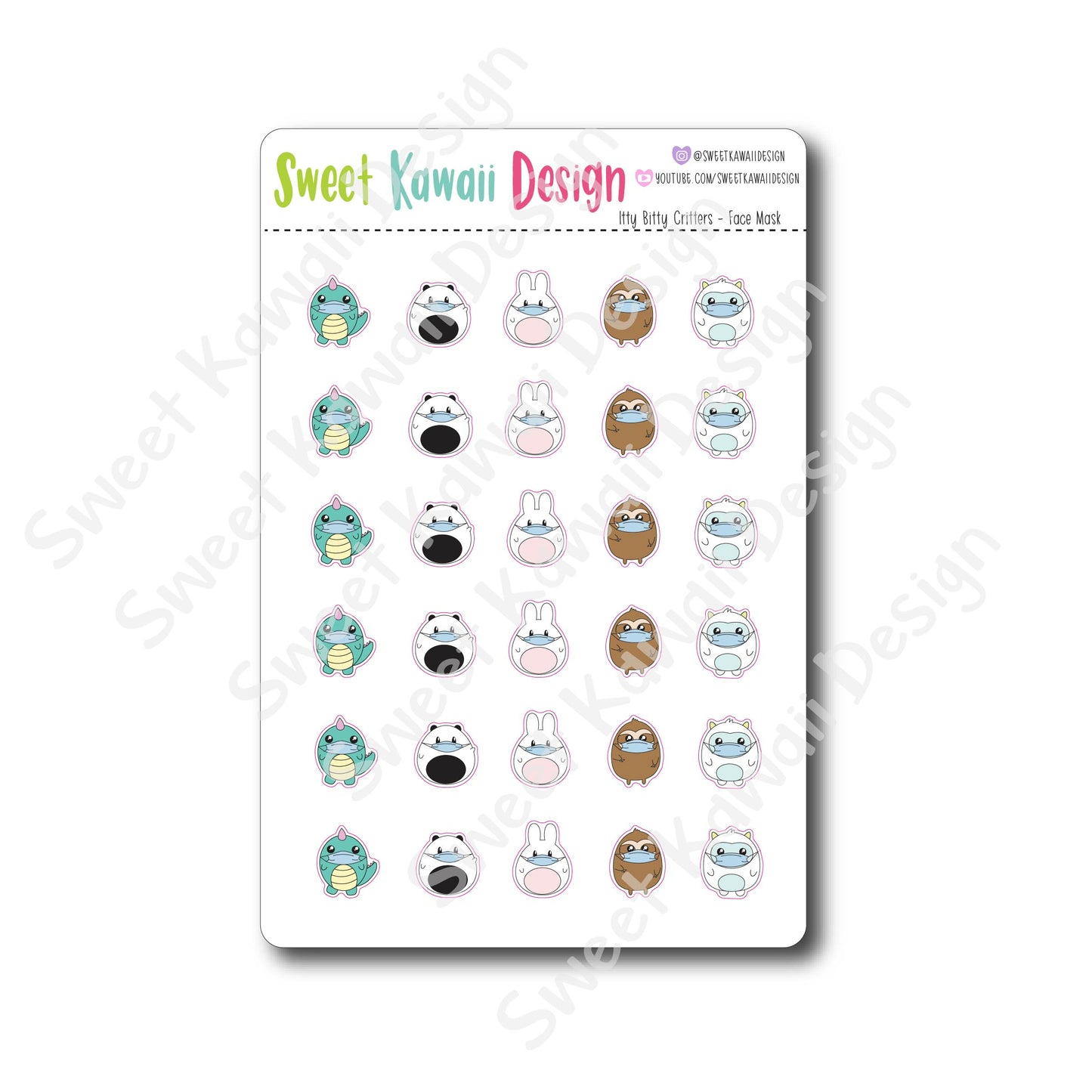 Kawaii Critters Stickers - Face Mask