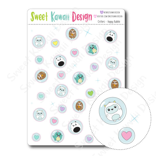 Kawaii Critters Stickers - Happy Bubbles