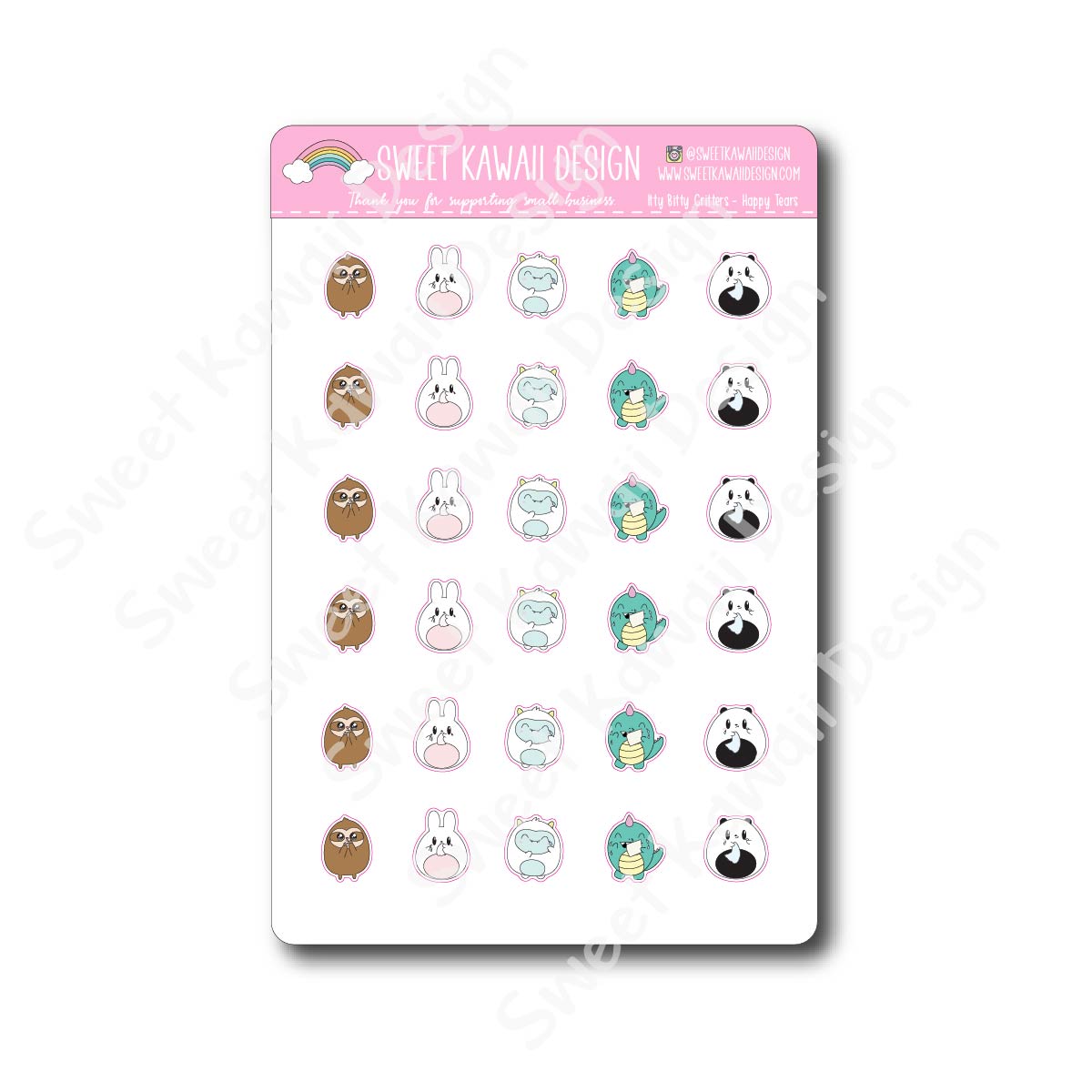 Kawaii Critter Stickers - Happy Tears