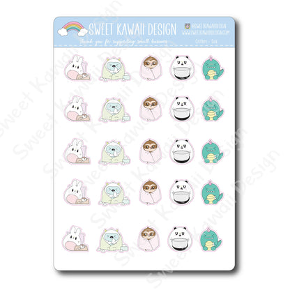 Kawaii Critter Stickers -Sick