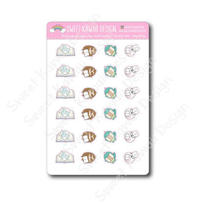 Kawaii Critter Stickers - Sleepy Reading