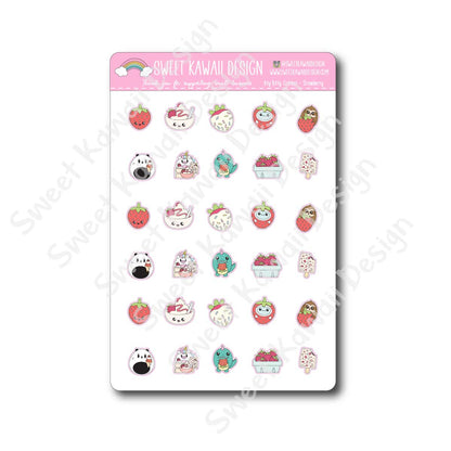 Kawaii Critter Stickers - Strawberry