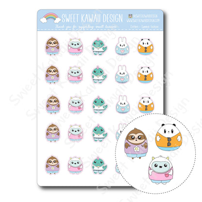 Kawaii Critter Stickers - Summer Fashion