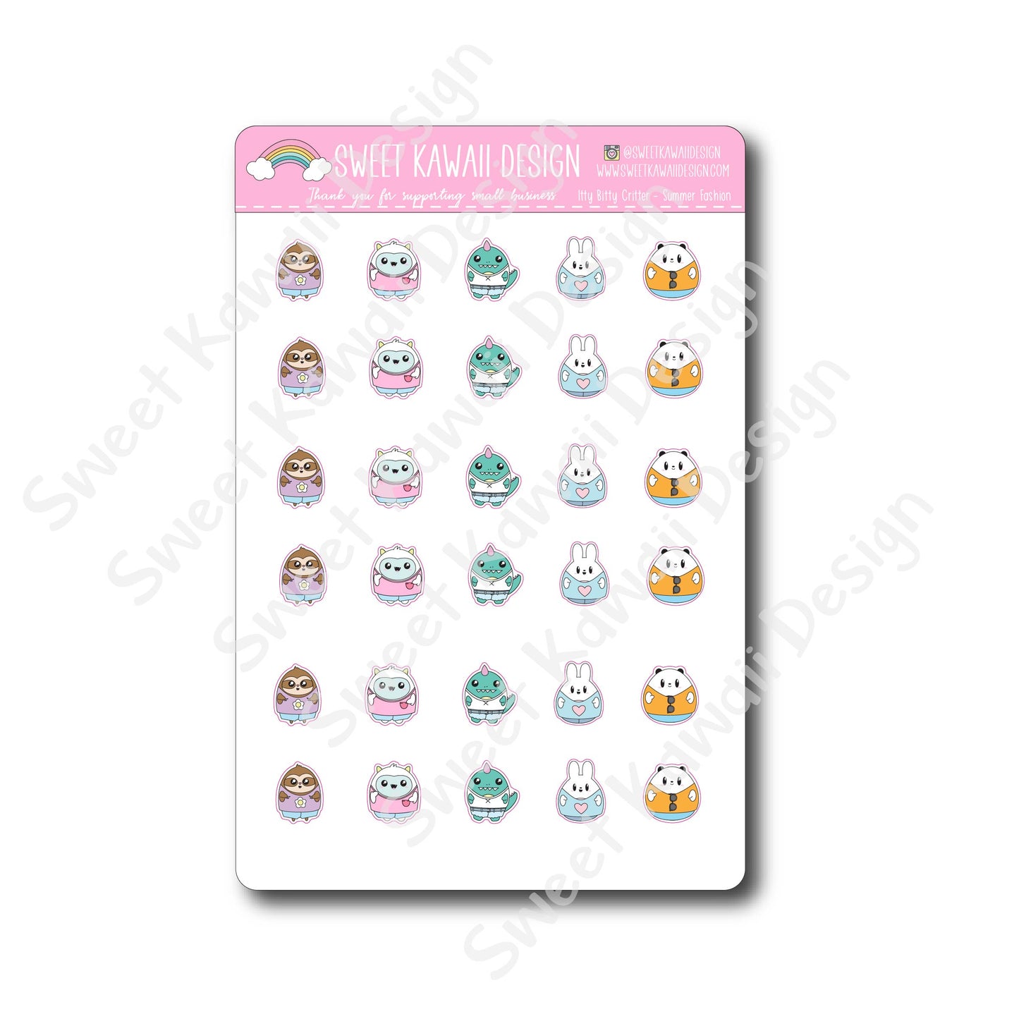 Kawaii Critter Stickers - Summer Fashion