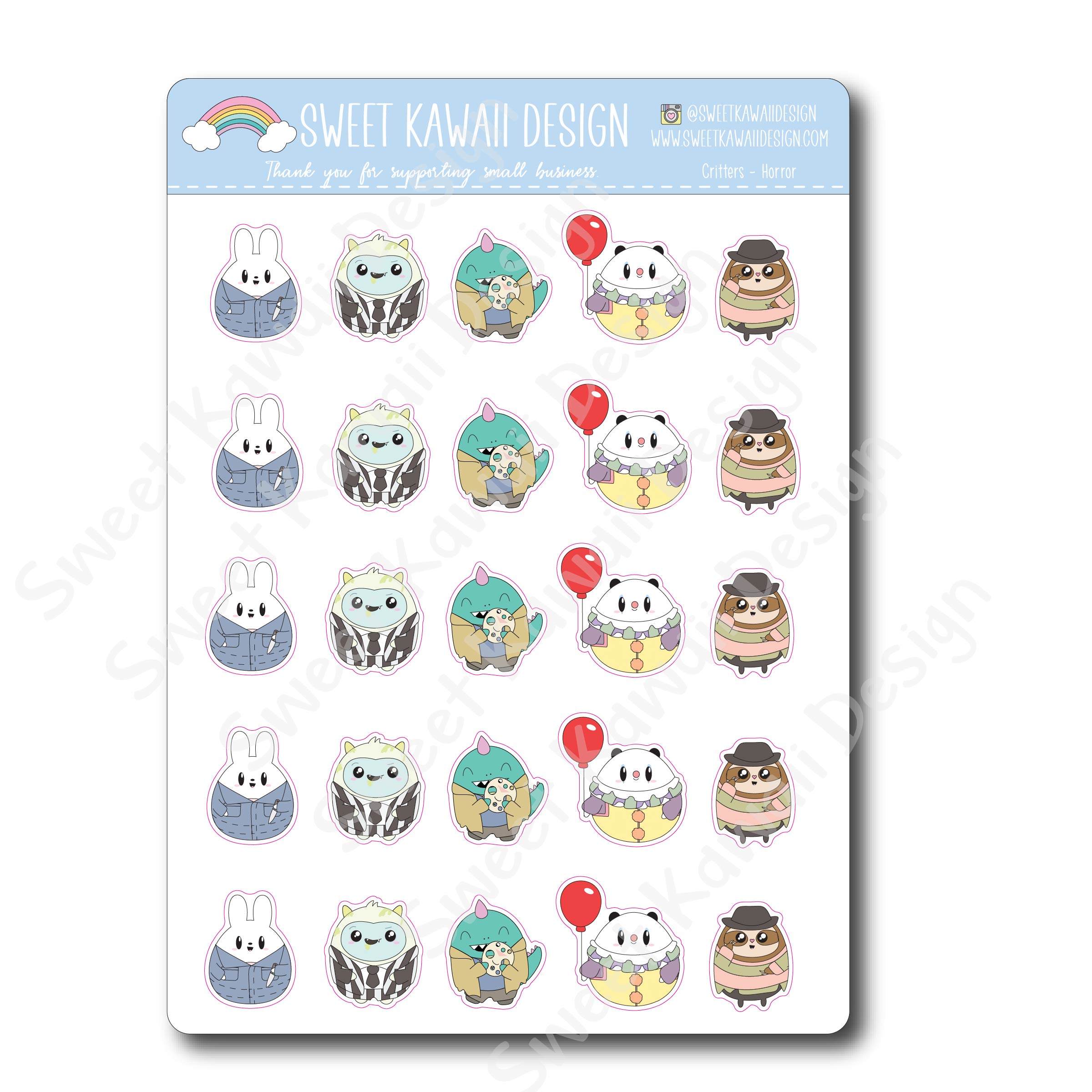 Kawaii Critter Stickers - Horror Critters