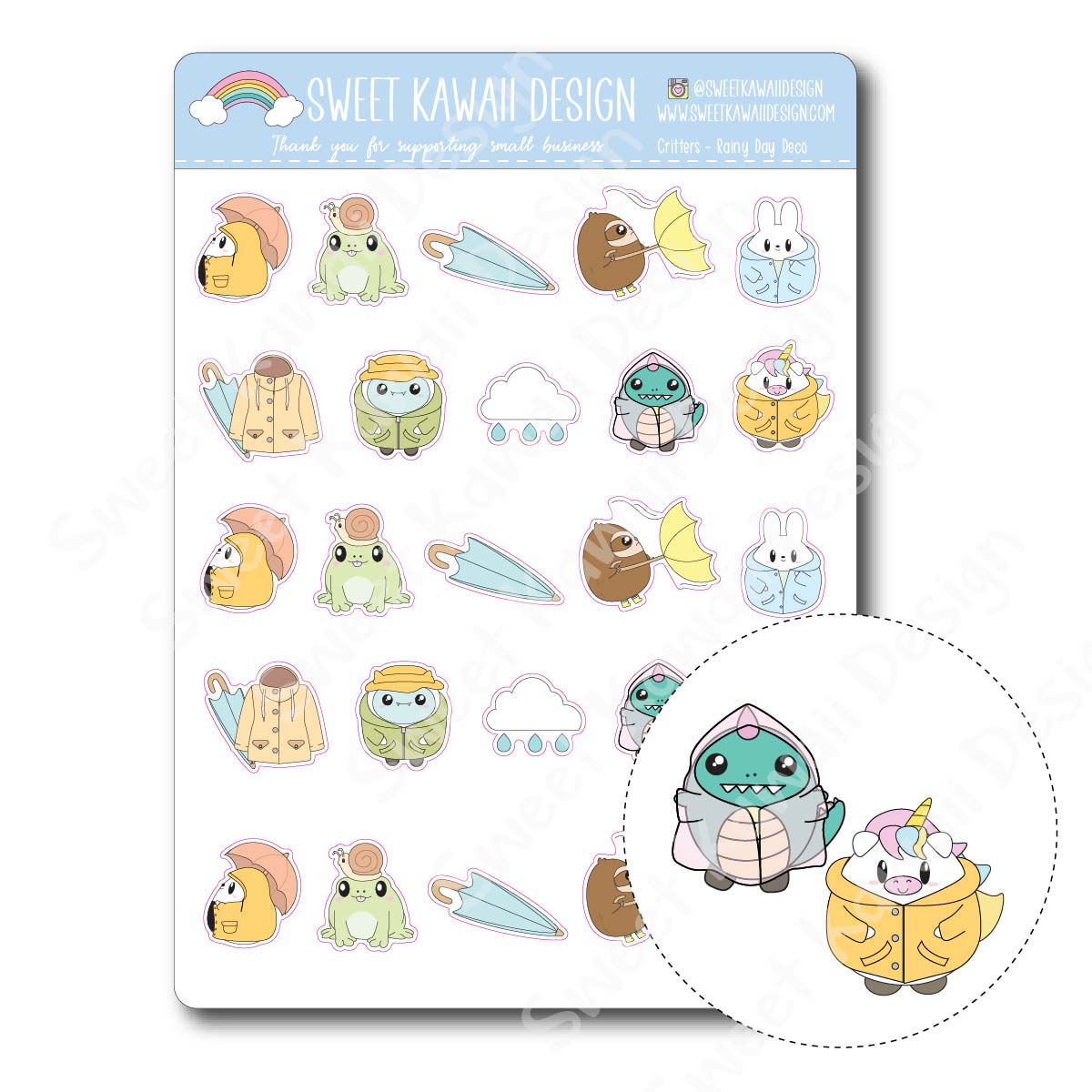 Kawaii Critters Stickers - Rainy Day Deco