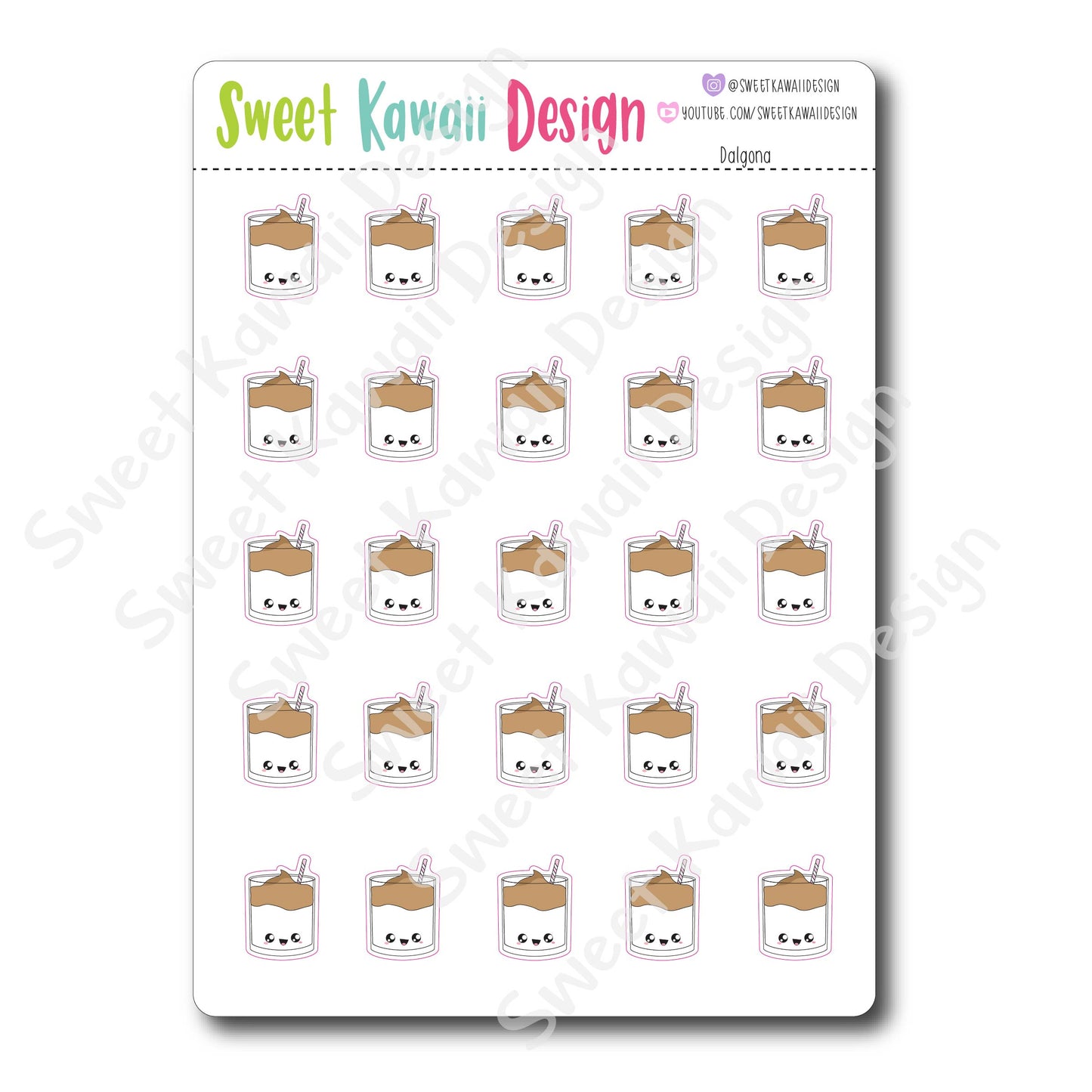 Kawaii Dalgona Coffee Stickers