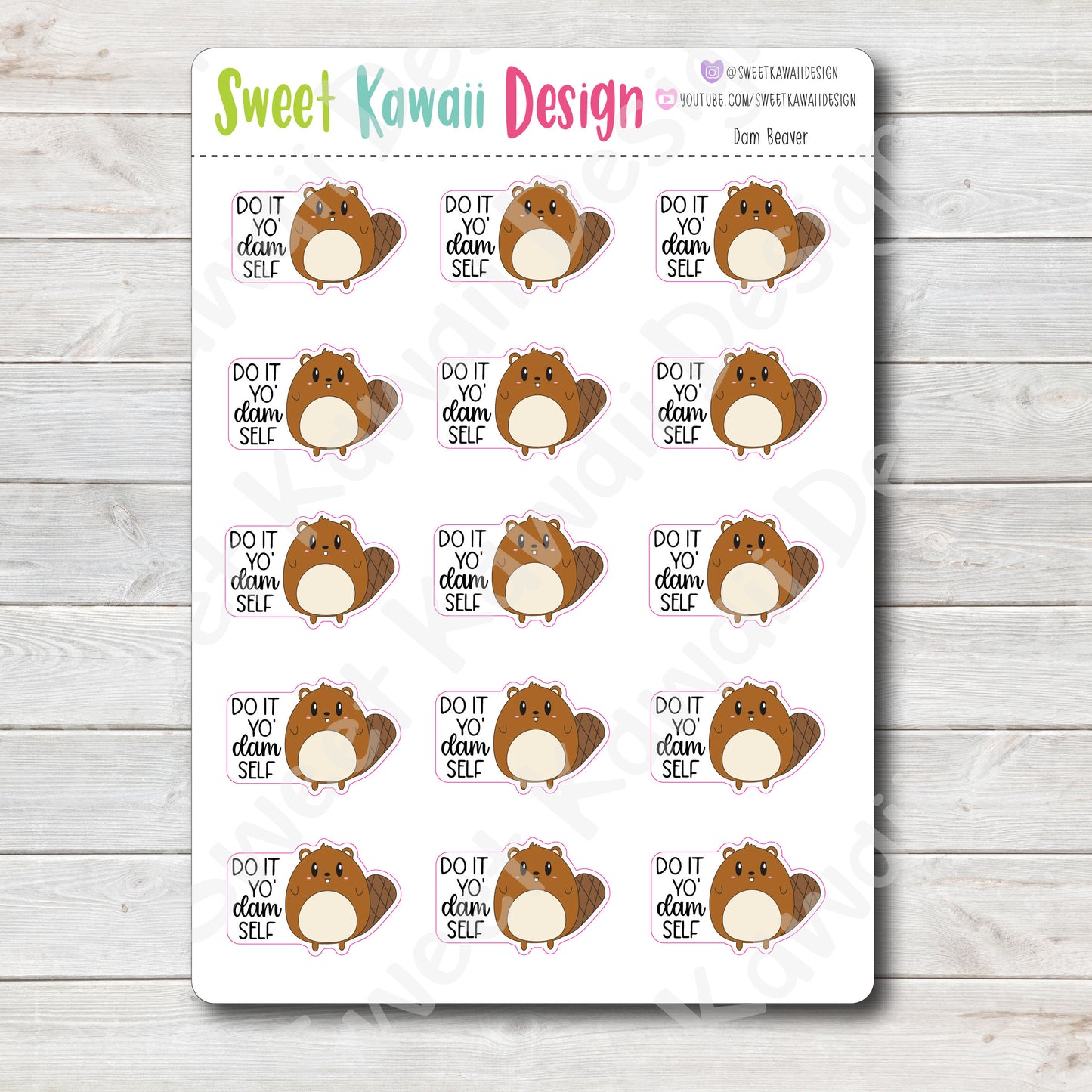 Kawaii Dam Beaver Stickers