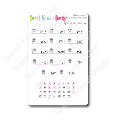 Kawaii Date Cover Stickers - Coffee