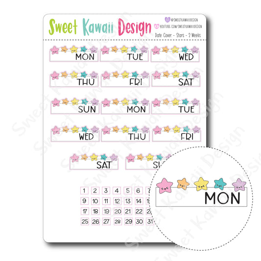 Kawaii Date Cover Stickers - Stars