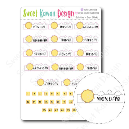 Kawaii Date Cover Stickers - Sun