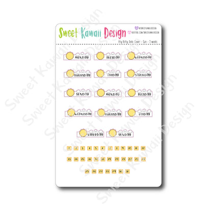 Kawaii Date Cover Stickers - Sun