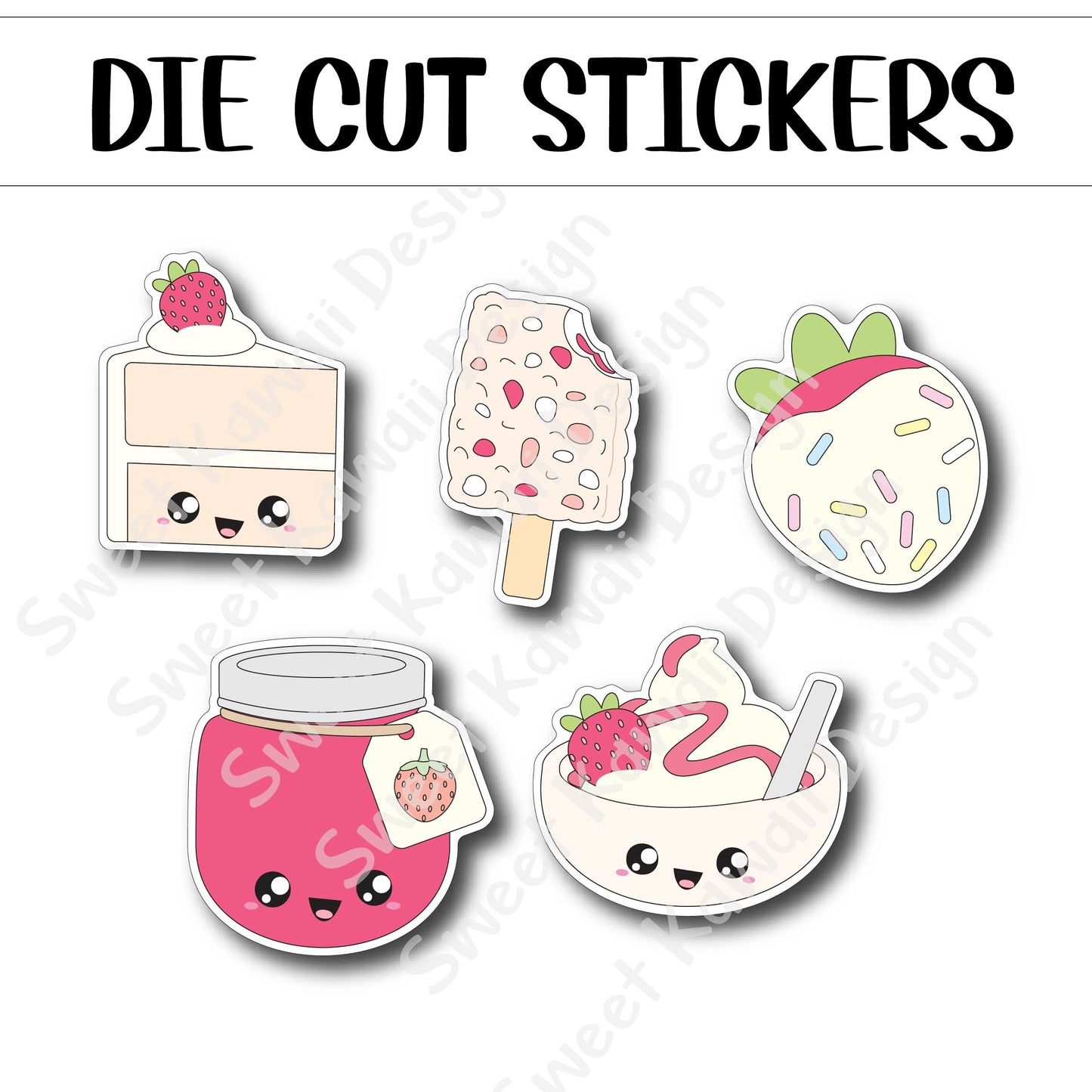 Kawaii Strawberry Sweets Diecut Sticker Set