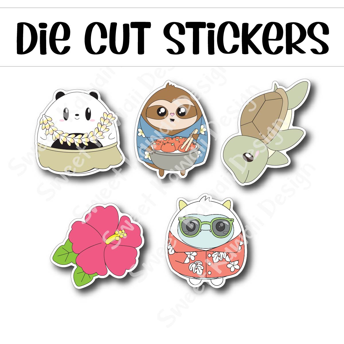 Kawaii Aloha Critters Diecut Sticker Set