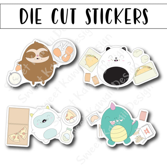 Kawaii Food Coma Die Cut Stickers