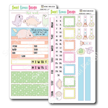 Kawaii Hobonichi Weeks Stickers - Dinomite