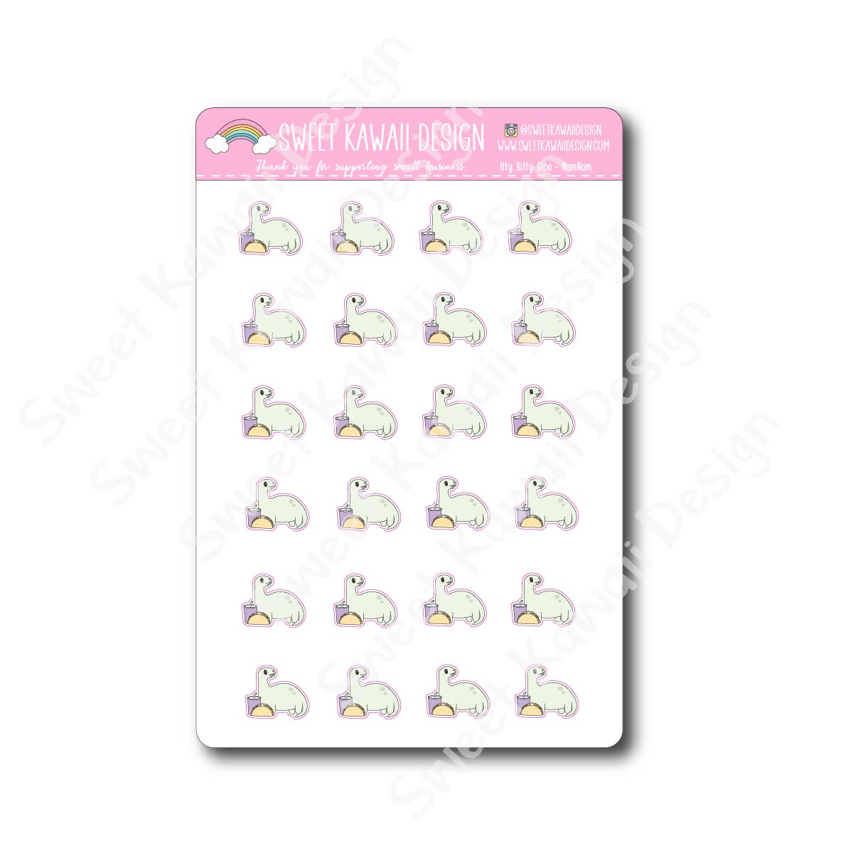 Kawaii Dino Stickers - Nom Nom