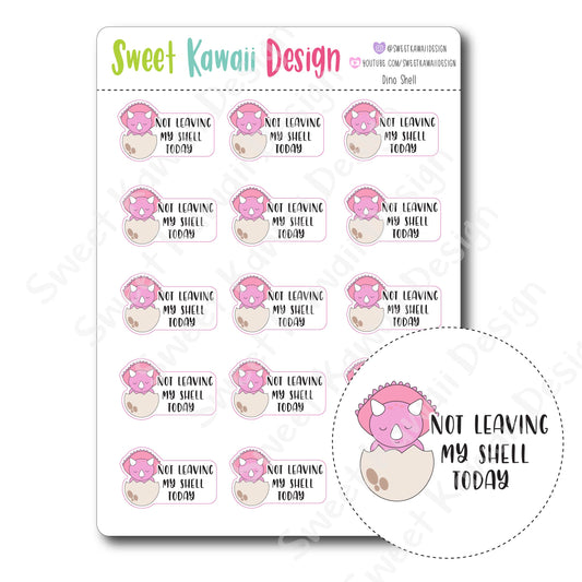 Kawaii Dino Shell Stickers