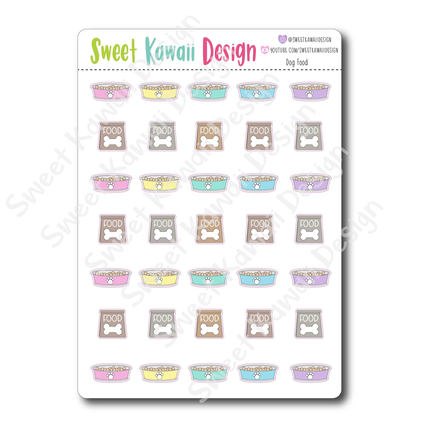 Kawaii Dog Food Stickers