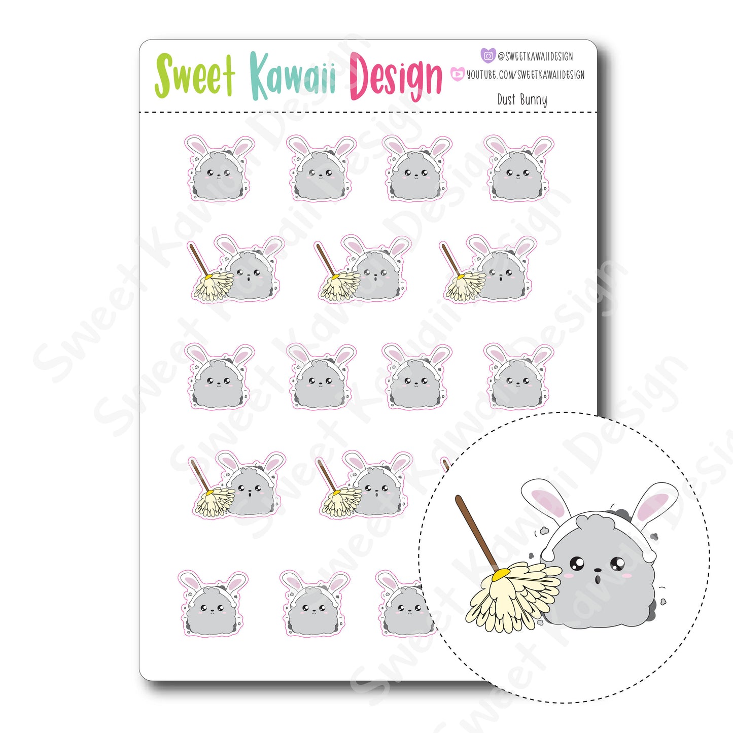 Kawaii Dust Bunny Stickers