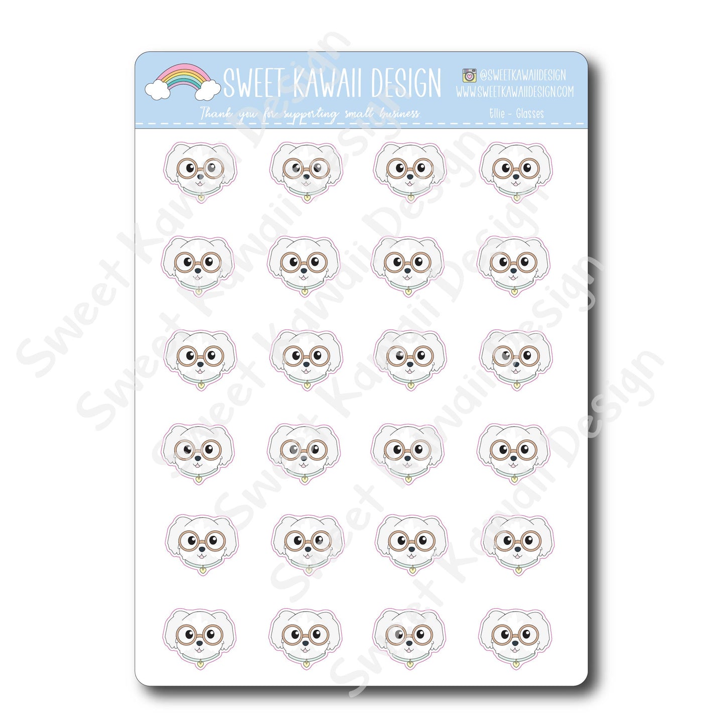 Kawaii Ellie Stickers - Glasses