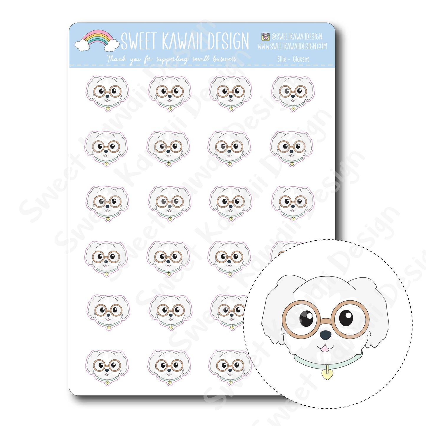 Kawaii Ellie Stickers - Glasses