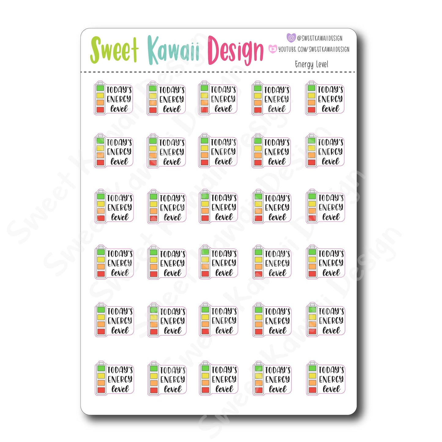 Kawaii Energy Level Stickers