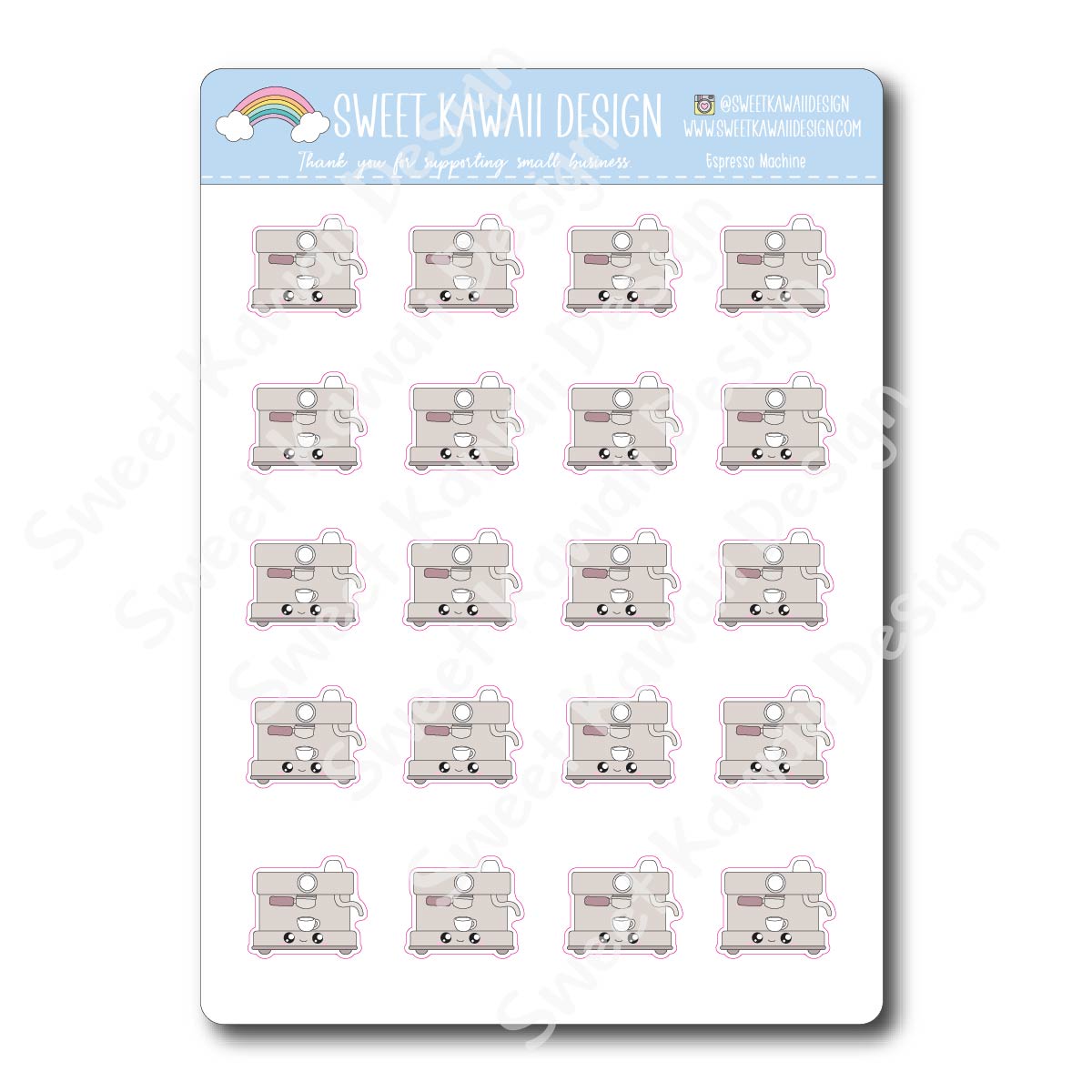 Kawaii Espresso Machine Stickers