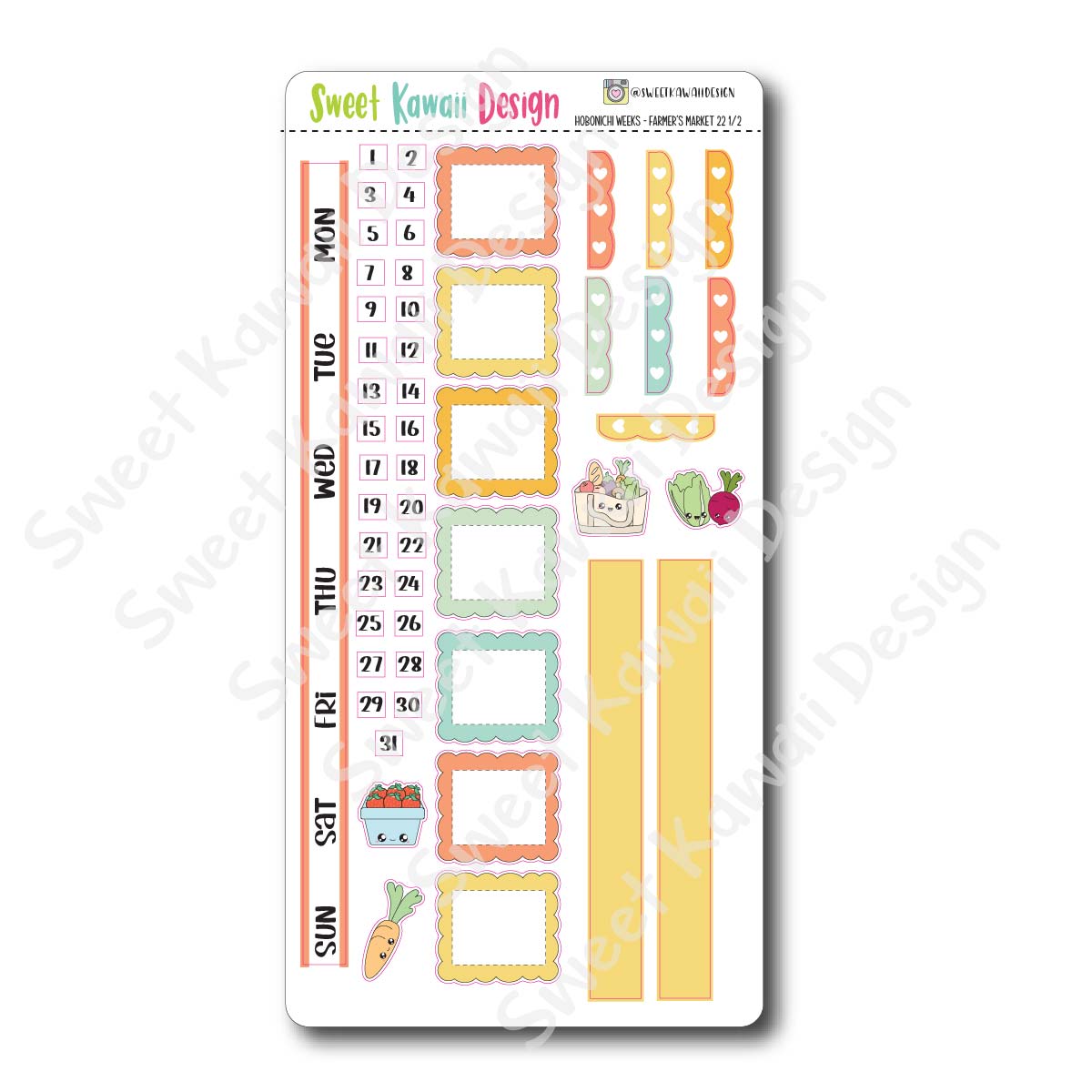 Kawaii Hobonichi Weeks Stickers - Farmer's Market