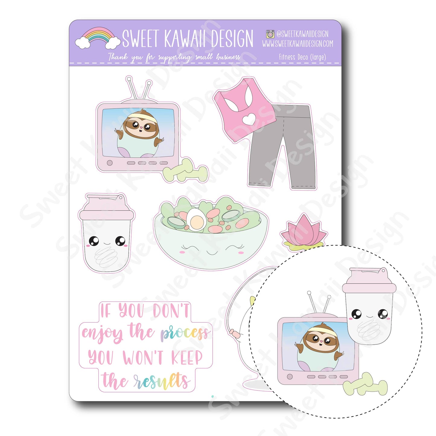 Kawaii Fitness Deco (Large) Stickers