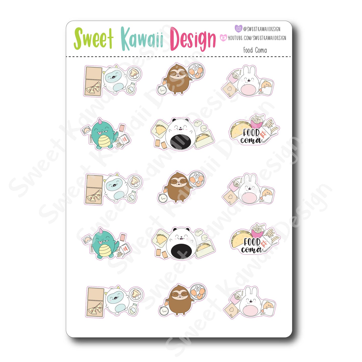 Kawaii Food Coma Stickers