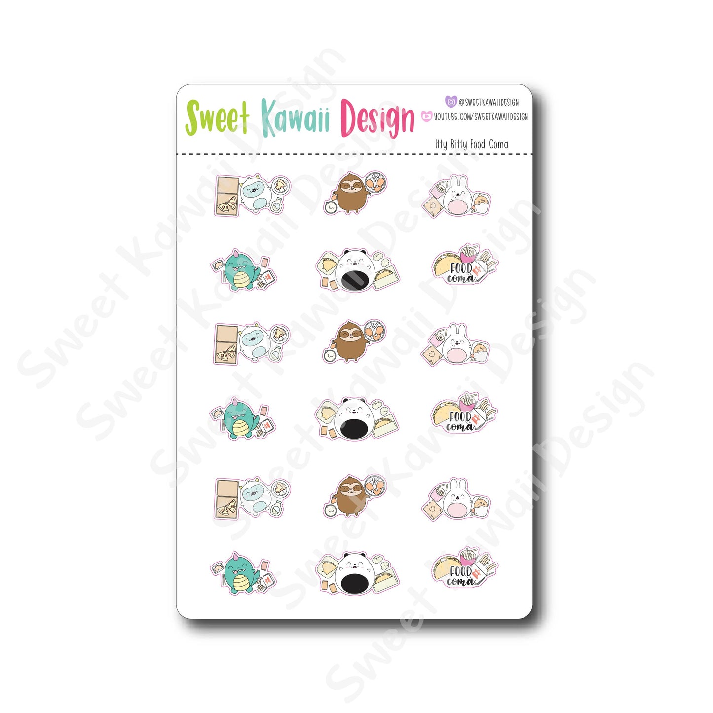 Kawaii Food Coma Stickers