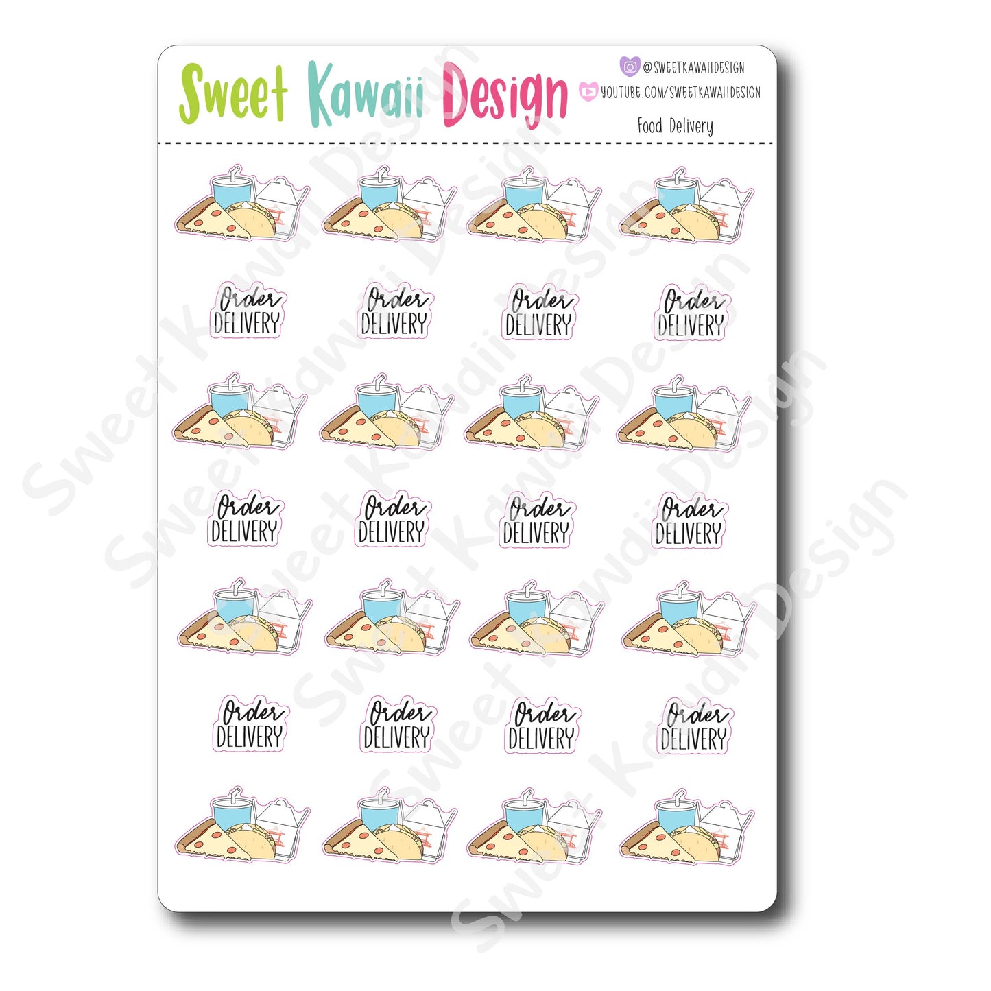 Kawaii Food Delivery Stickers