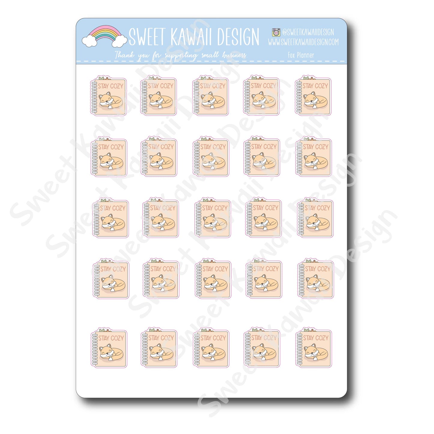 Kawaii Fox Planner Stickers