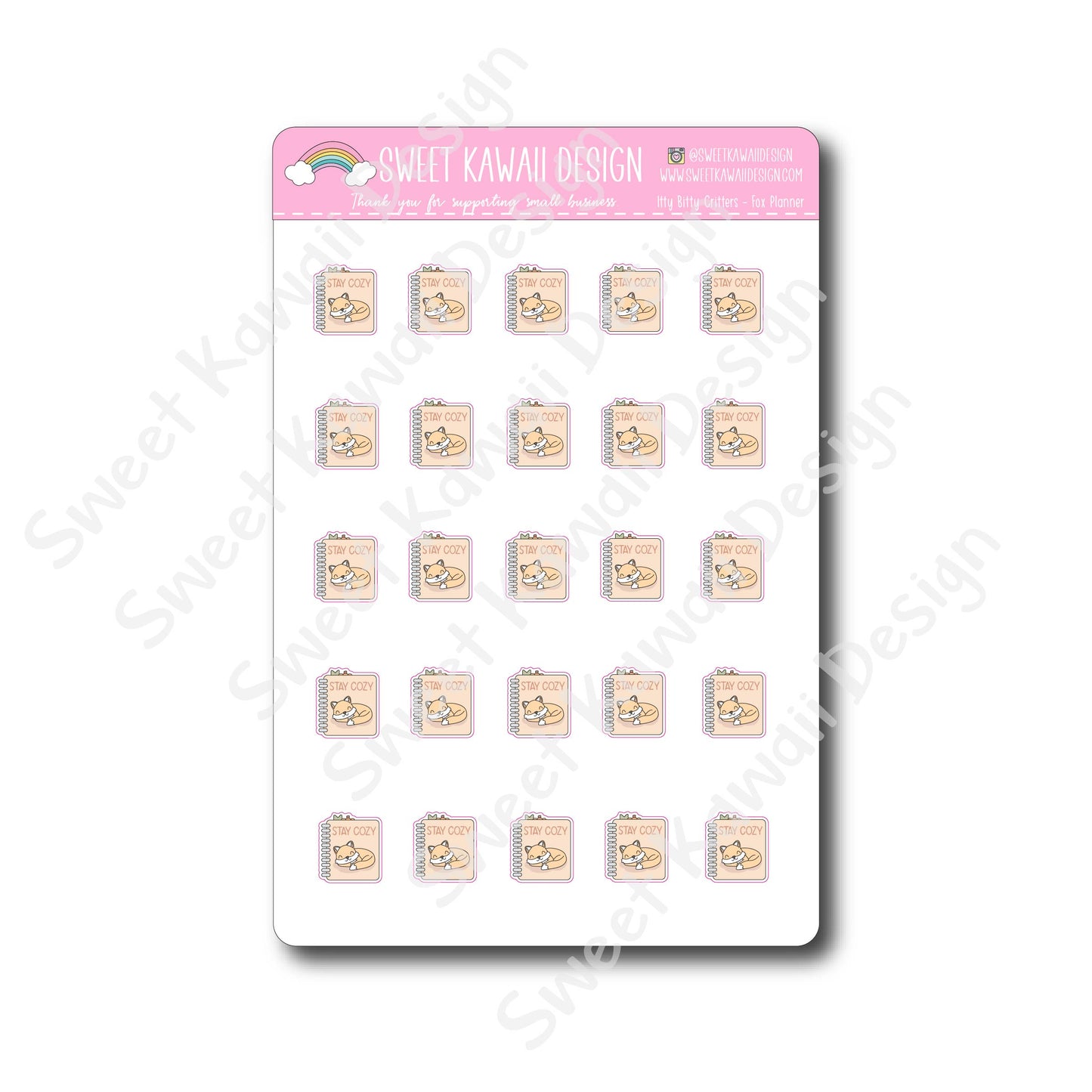 Kawaii Fox Planner Stickers