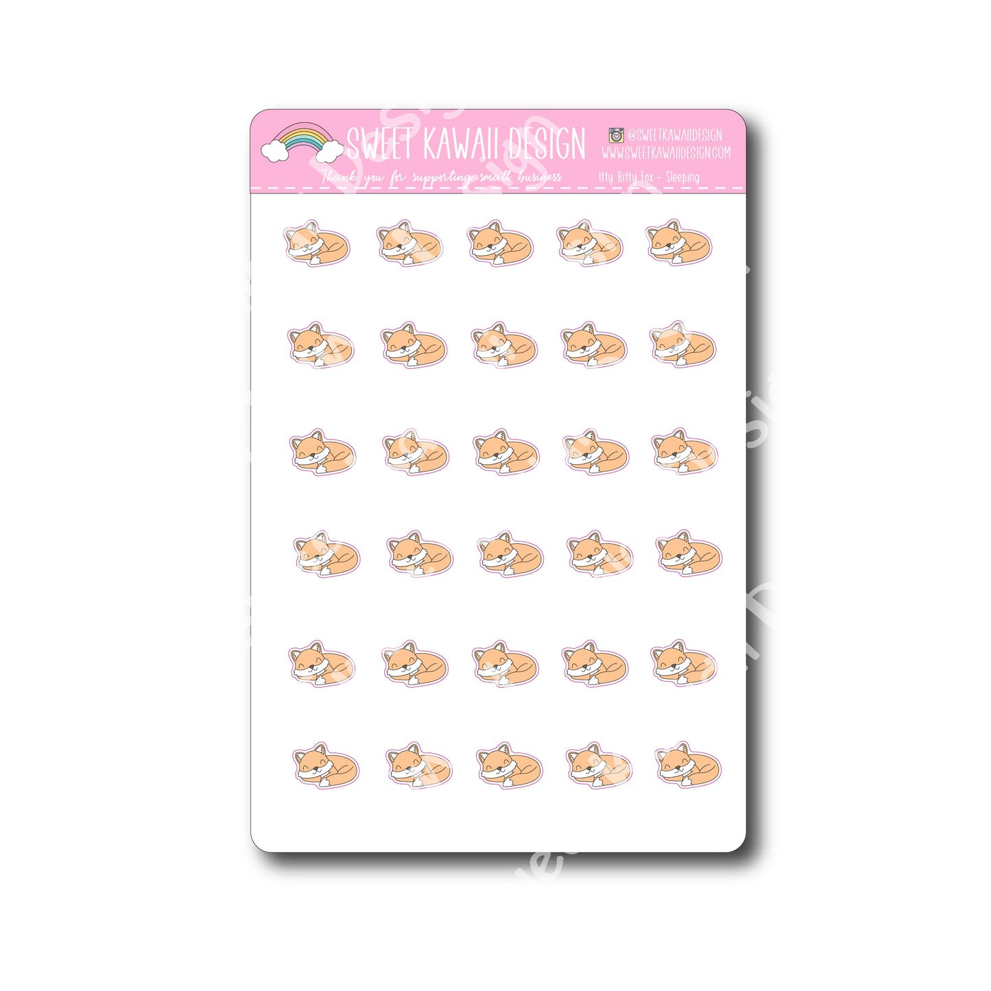 Kawaii Fox Sleeping Stickers