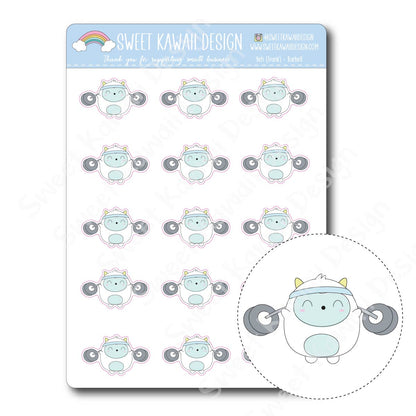 Kawaii Yeti (Frank) Stickers - Barbell