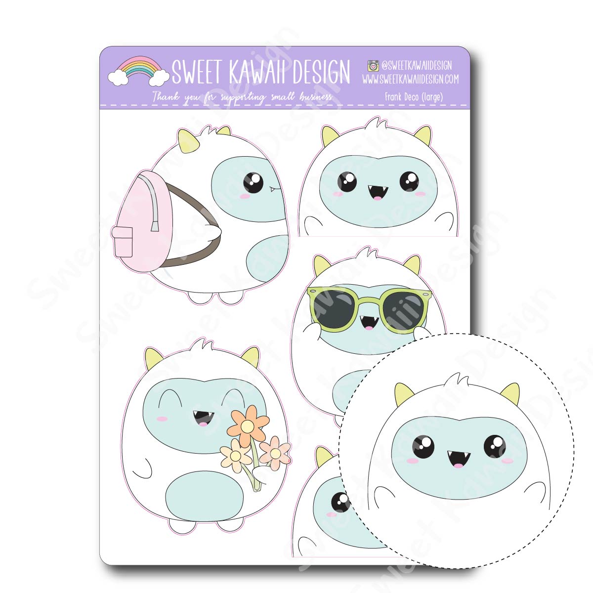 Kawaii Frank Deco (Large) Stickers