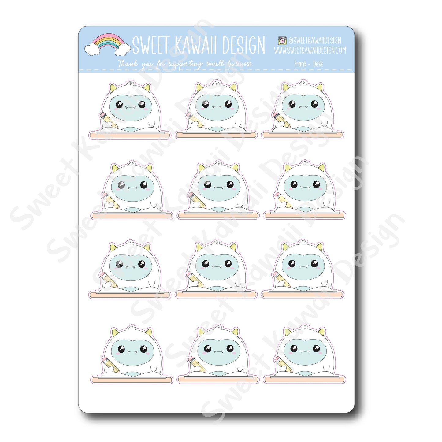 Kawaii Yeti (Frank) Stickers - Desk