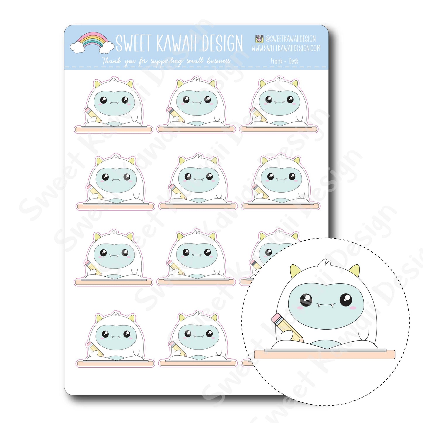 Kawaii Yeti (Frank) Stickers - Desk