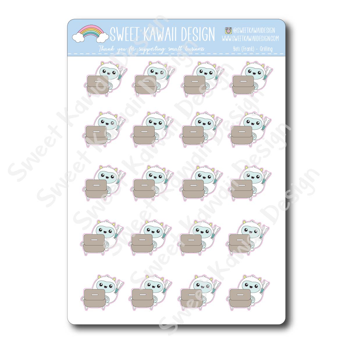 Kawaii Yeti Stickers - Grilling