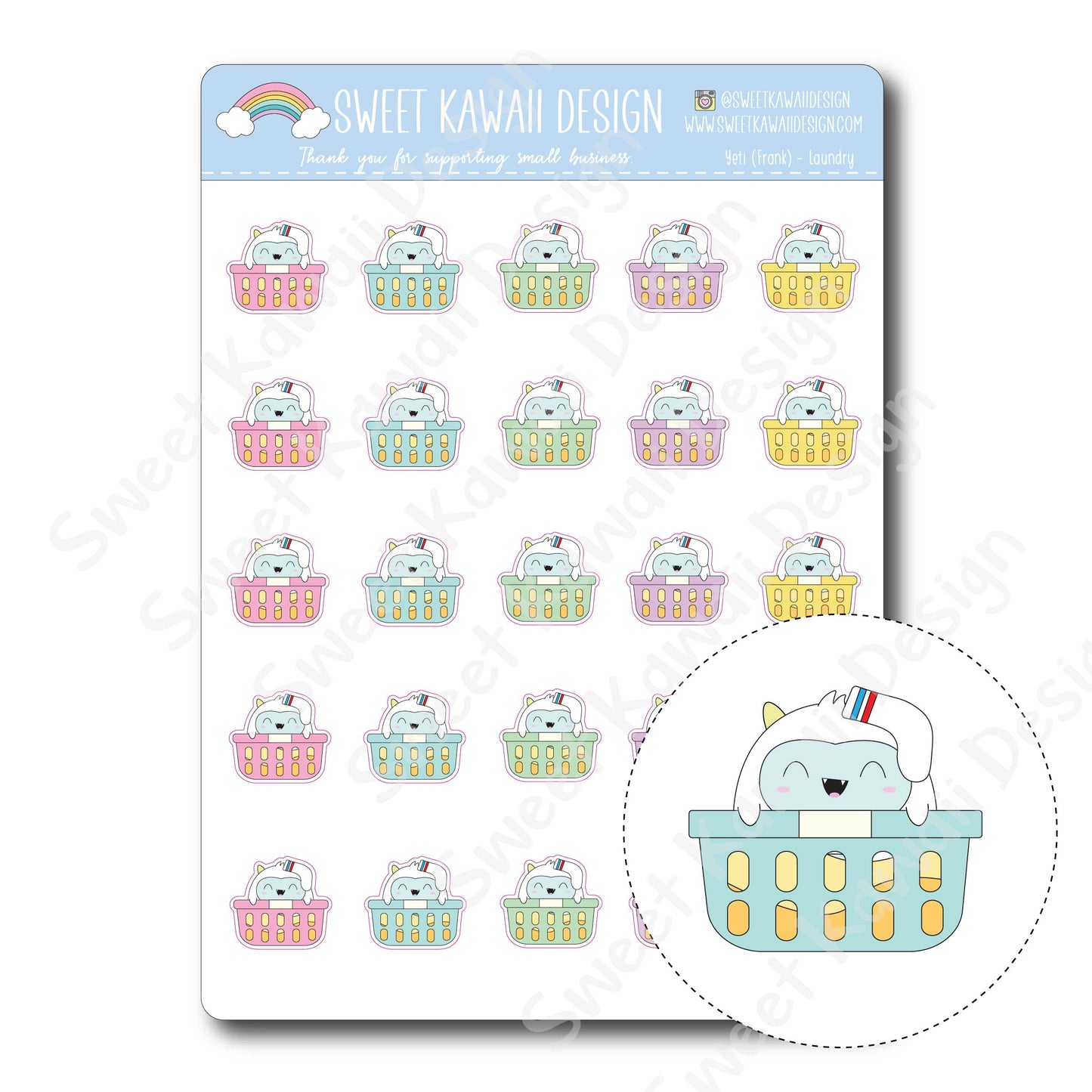 Kawaii Yeti  Stickers - Laundry